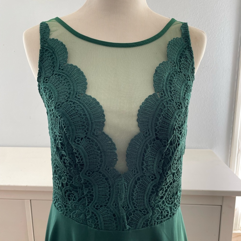Grace Karin Green Deep V Sleeveless Party Dress - Picture 3 of 4